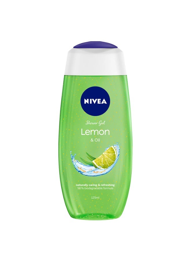 NIVEA Lemon and oil 125 ml Body Wash| Shower Gel with Scent of Lemon and Care Oil | Pure Glycerin for Instant Soft & Summer Fresh Skin|Microplastic Free |Clean, Healthy & Moisturized Skin - Image 1